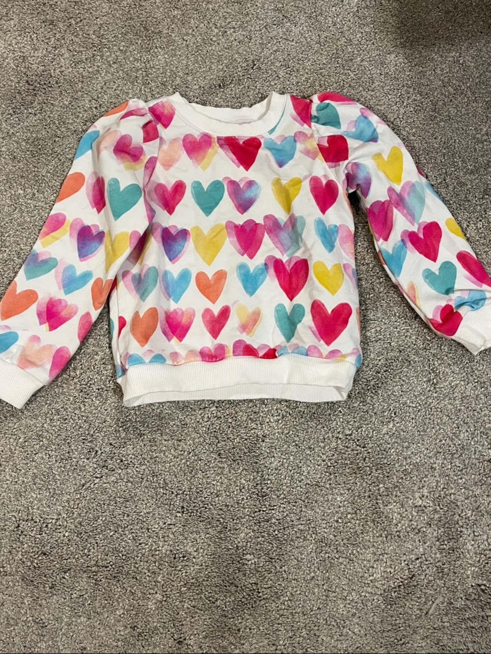 Little Sleepies White Sweatshirt with Multicolor Heart Print